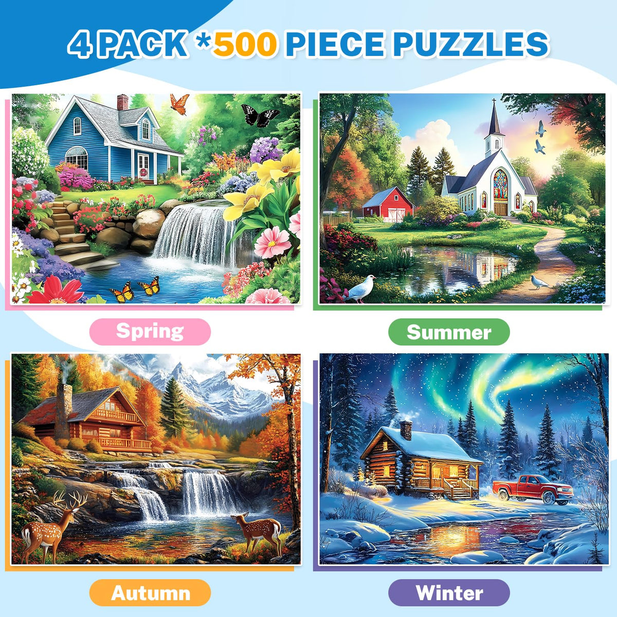 HYXCHQA summer riverside church puzzle for family bonding