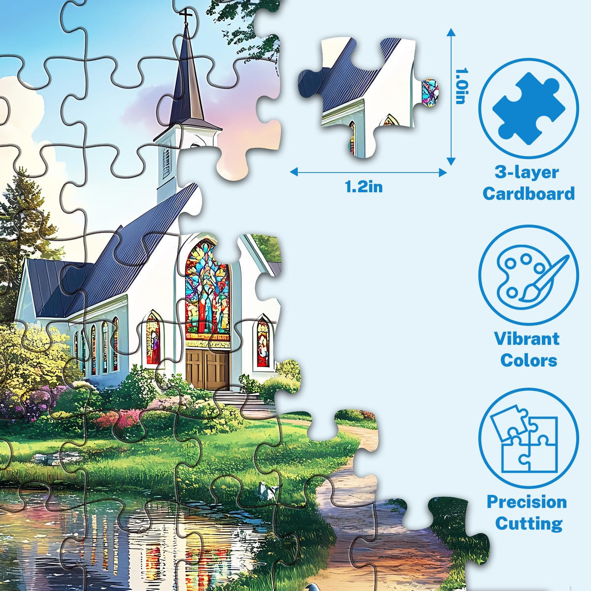 HYXCHQA winter snow village puzzle with sparkling details for quiet focus