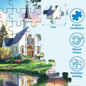 HYXCHQA winter snow village puzzle with sparkling details for quiet focus