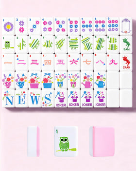 HYZYey Mahjong tiles pink blossom front view for stylish game nights.