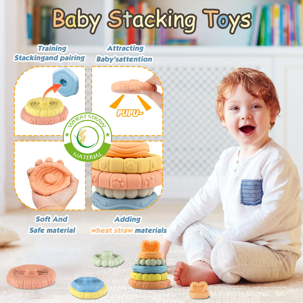 i diy bioplastic stacking rings in multiple sizes for grasping and coordination