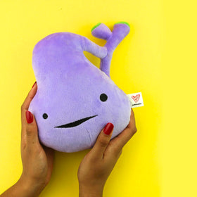 I Heart Guts gallbladder plush side view, ideal for playful anatomy learning.