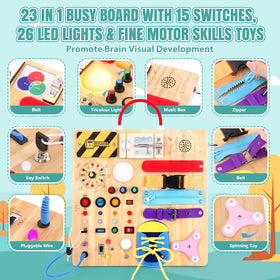 Iabedi wooden Montessori Busy Board fosters tactile exploration on a durable eco-friendly surface