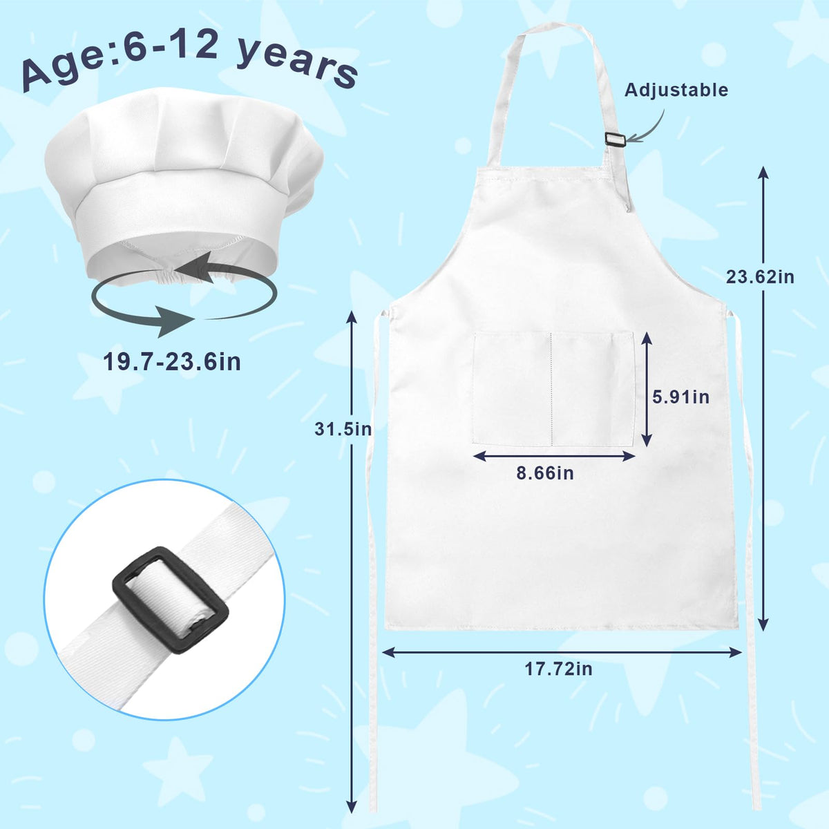 IAGBIBUI kids apron front view showing generous pockets and coverage.
