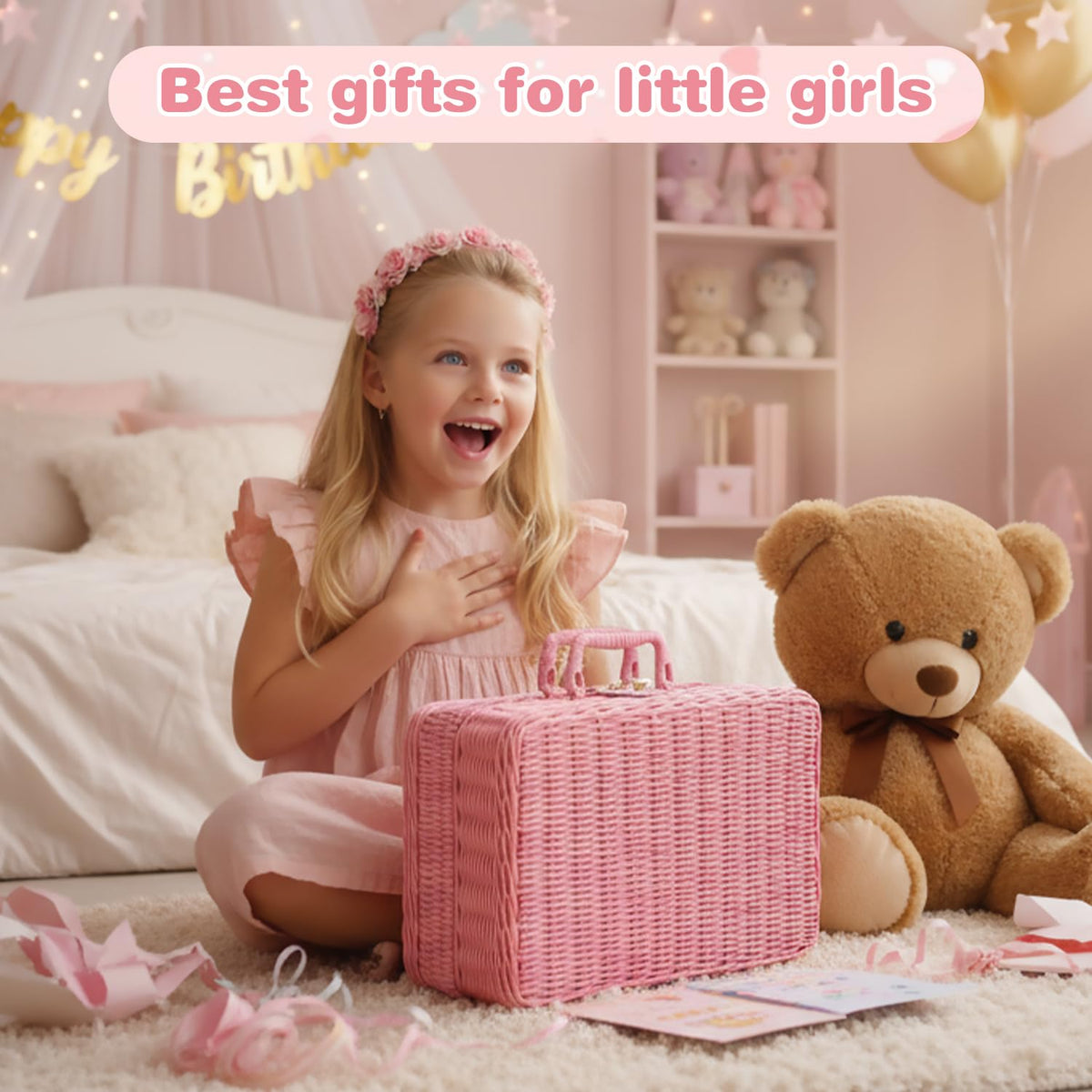 iAOVUEBY pink floral tea party scene inviting joyful, shared pretend play
