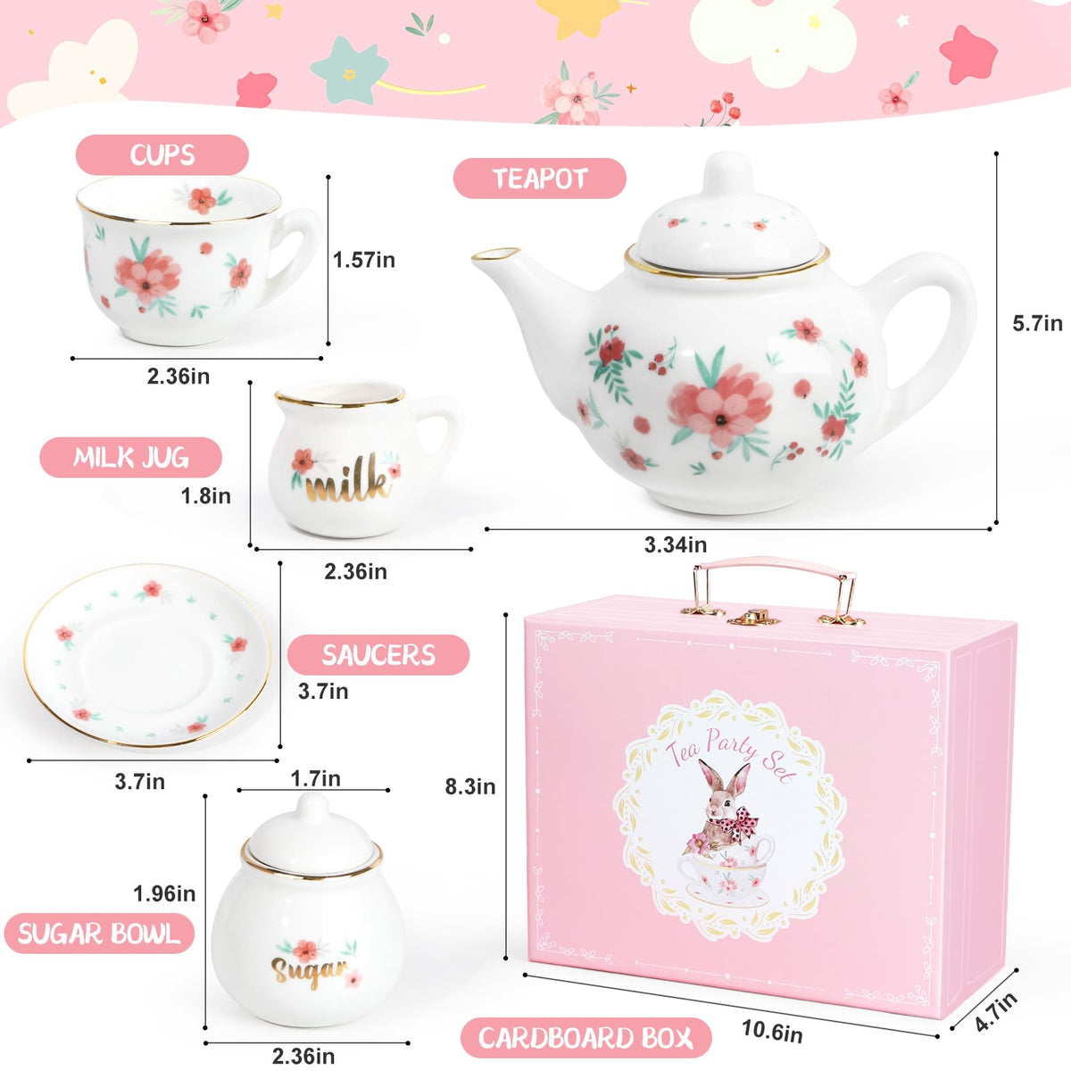 iaovueby porcelain tea set cups and saucers, perfect for small parties