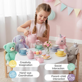 iaovueby rosebud painted porcelain tea set detail enhances imaginative play