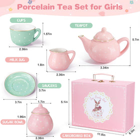 iaovueby porcelain tea set teacups for little girls, vibrant rosebud designs