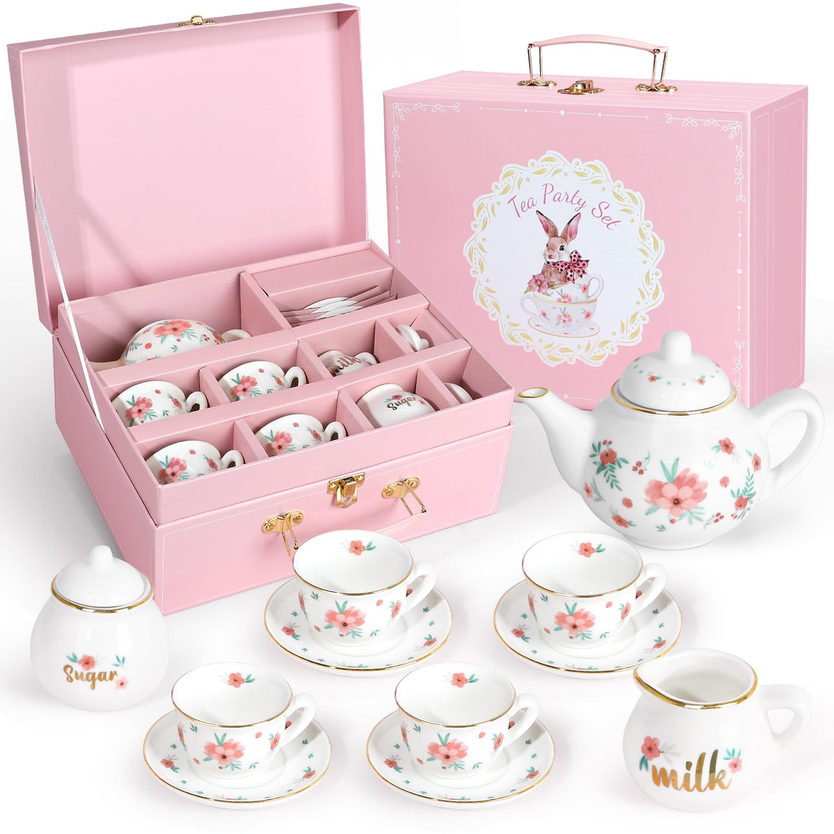 iaovueby porcelain tea set teapot lid, ideal for pretend tea time