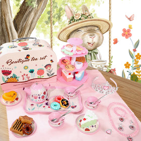 iaovueby Tea Party Set carrying case with alloy handle for easy transport.