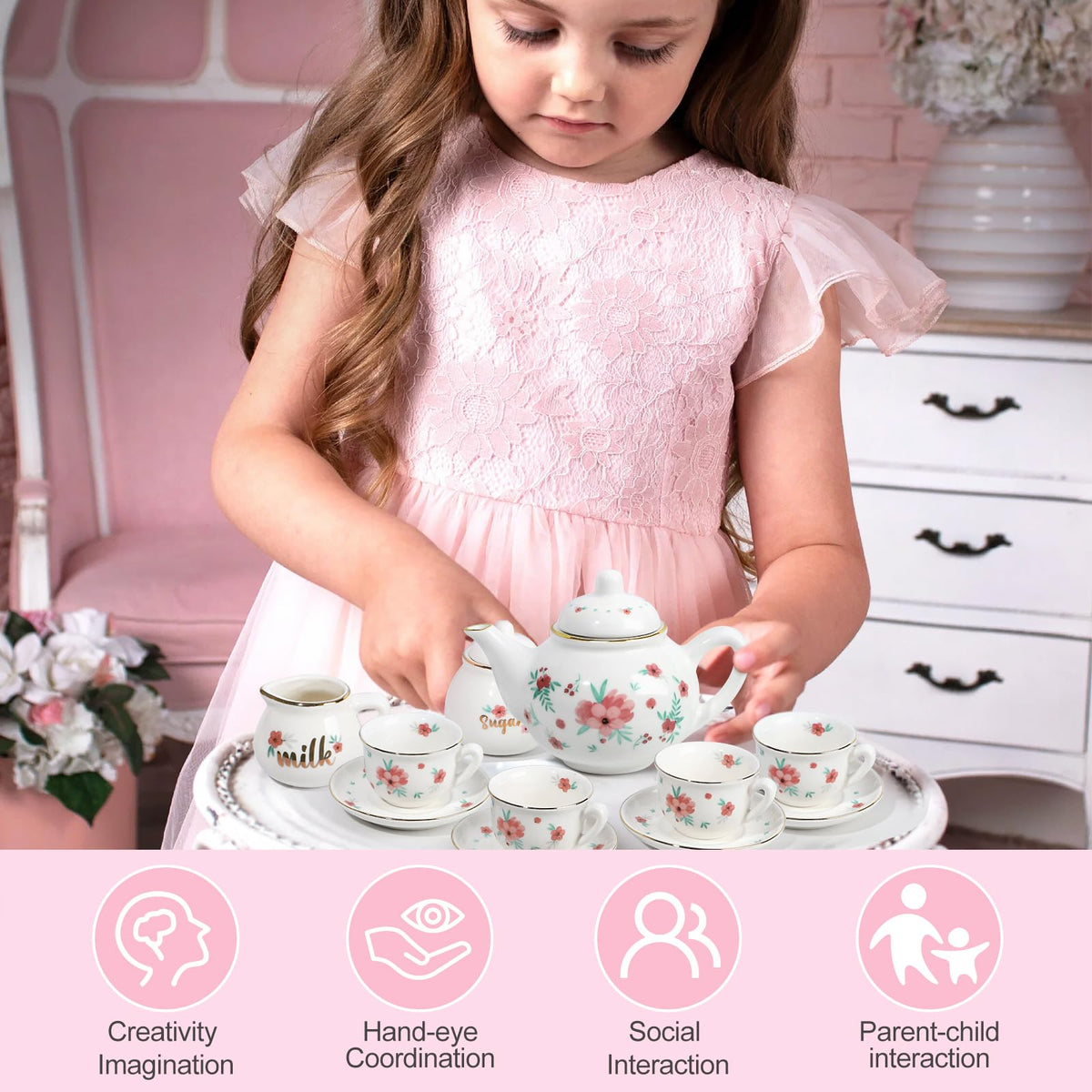 iaovueby carrying case, portable tea party set for kids
