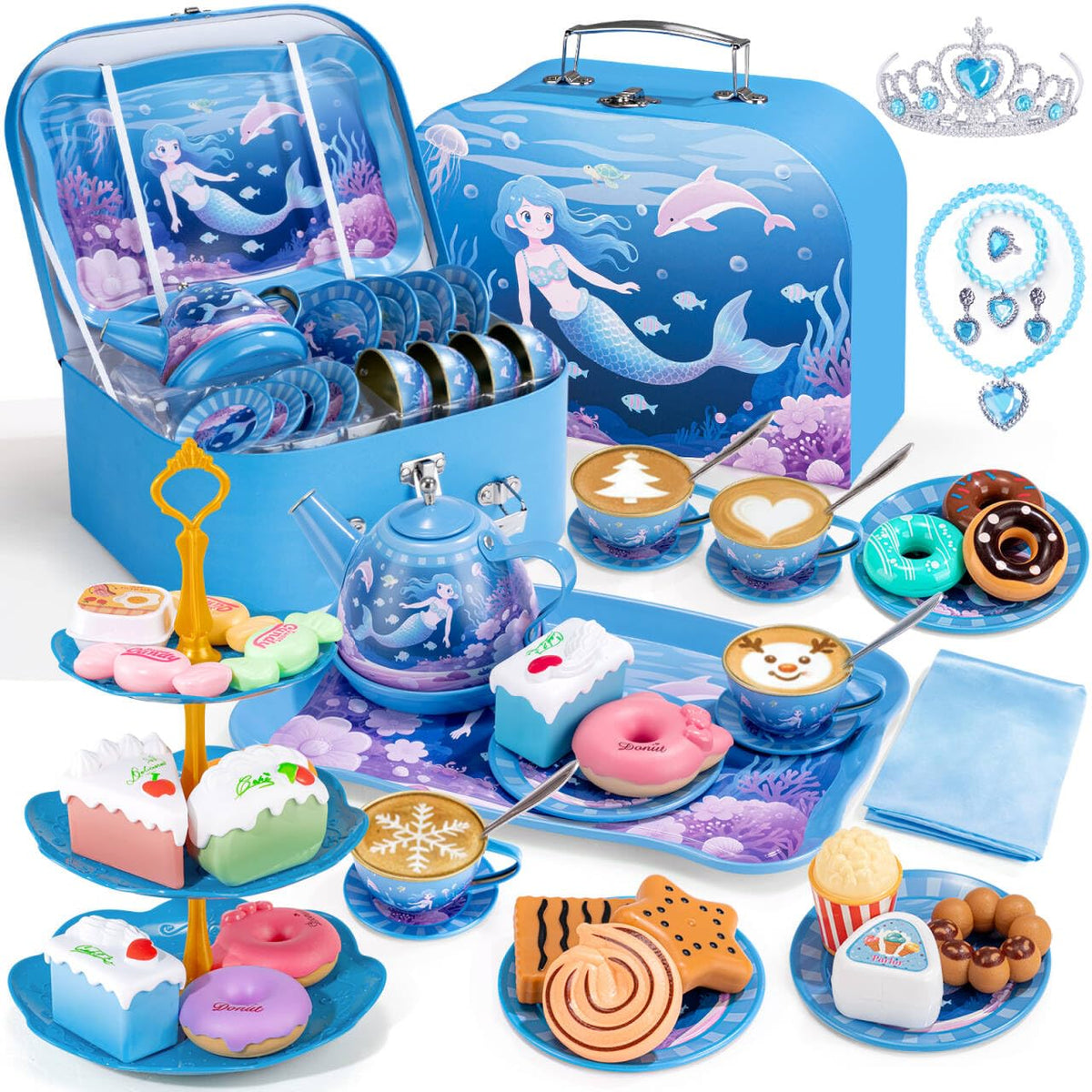 iAOVUEBY Tea Party Set contents enable imaginative pretend play.