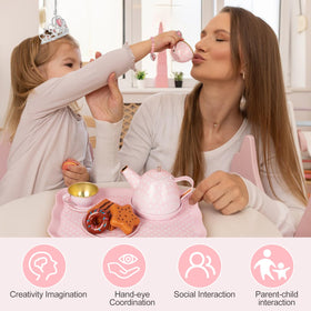 iAOVUEBY Tea Party Set crown and jewelry for dress-up storytelling