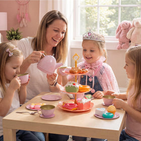 iAOVUEBY tea party set dessert treats and cake stand elevate pretend party visuals