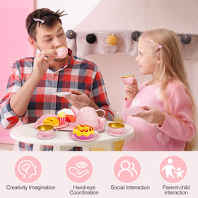 iAOVUEBY Tea Party Set plates for pretend desserts and meals