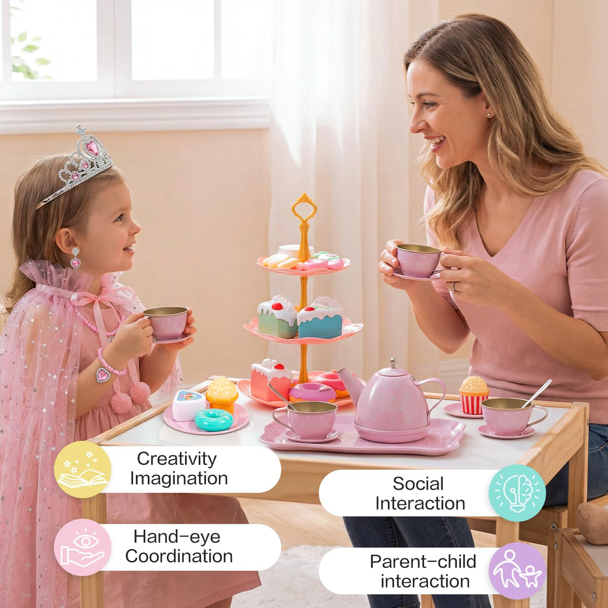 iAOVUEBY tea party set serving tray and cups support social tea time with friends