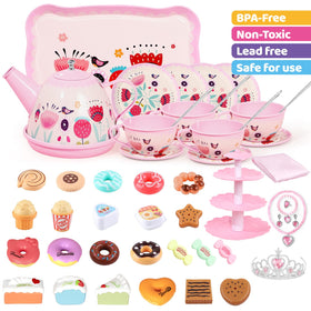iaovueby Tea Party Set tea cups with smooth rims for safe play.