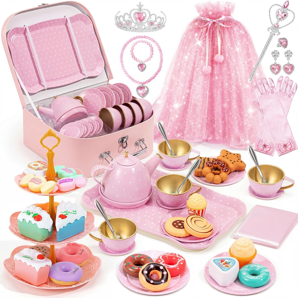 iAOVUEBY tea party set teapot and tray sparks imaginative play for little hosts