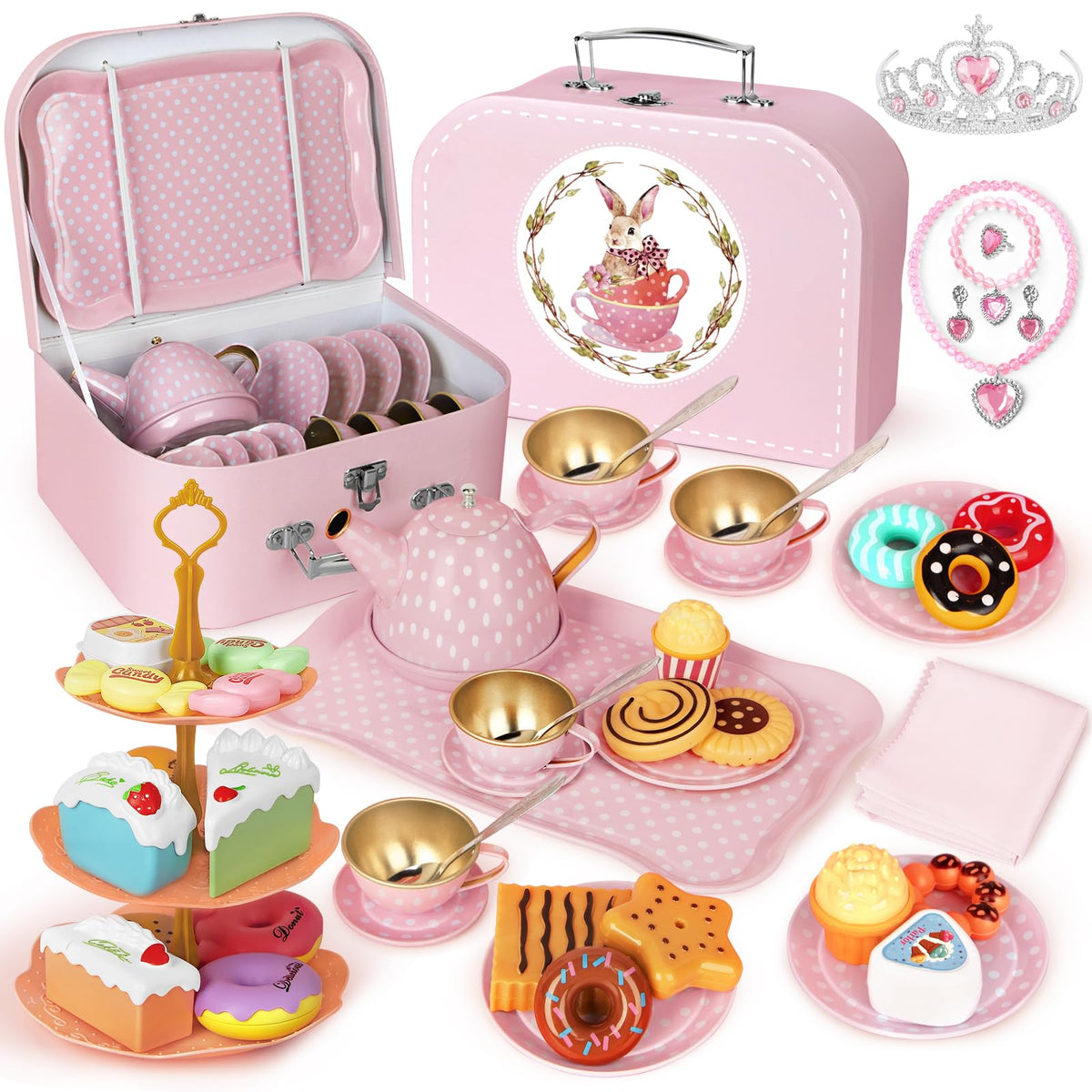 iAOVUEBY Tea Party Set teapot for imaginative pretend play and tea time