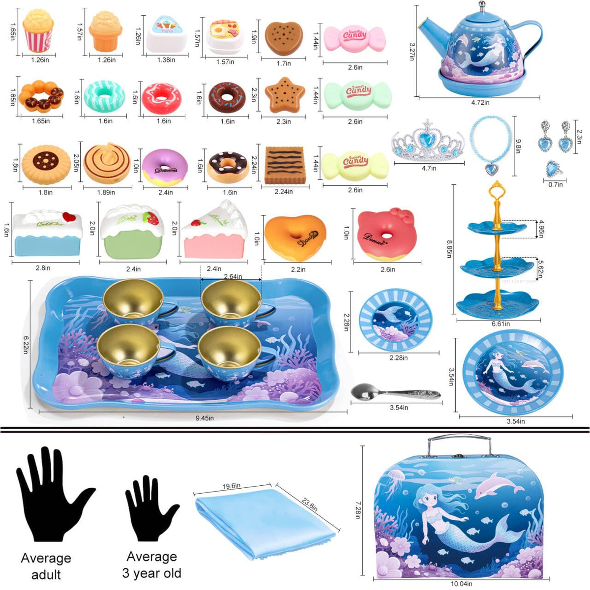 iAOVUEBY Teapot and cups showcase safe, non-toxic tin construction.