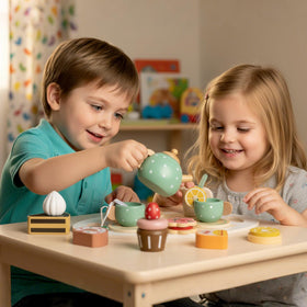 iAOVUEBY wooden plate complements tiny tea time desserts