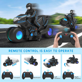 iappadore RC motorcycle performs a 360-degree rotation for dynamic stunts