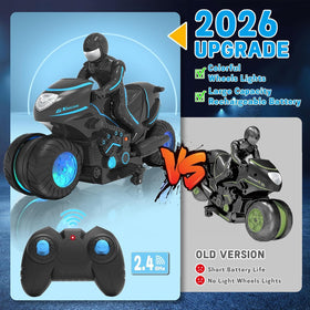 iappadore RC motorcycle front wheel spin shows 180-degree capability