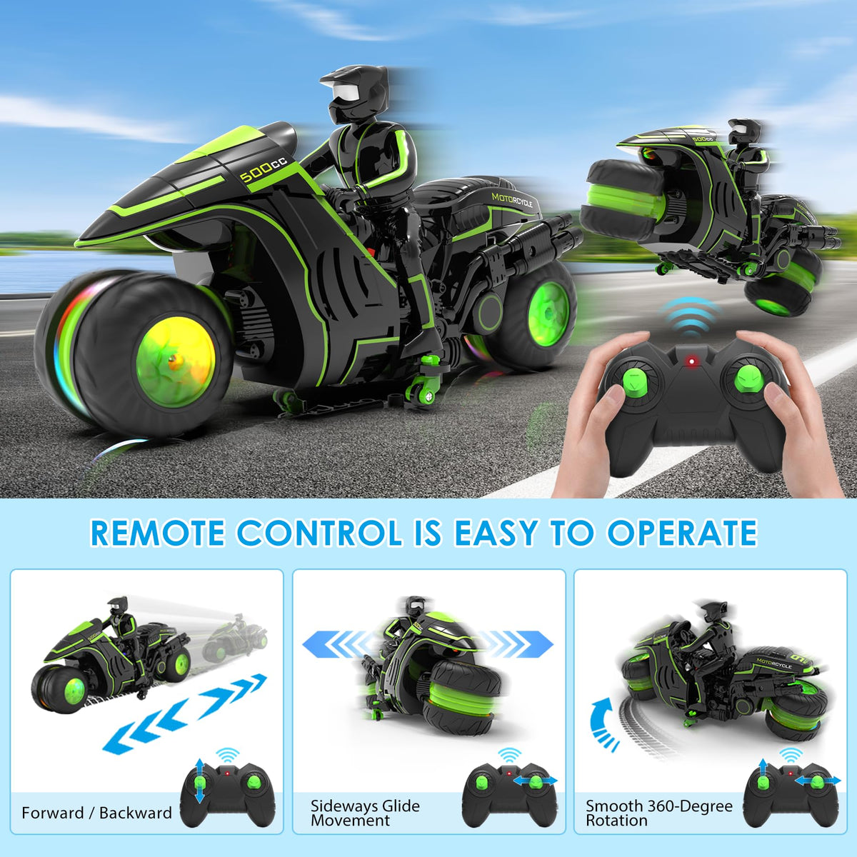 iappadore RC bike 360-degree rotation for smooth spins