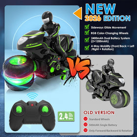 iappadore RC motorcycle with dynamic RGB wheels visible day and night for a stunning light show