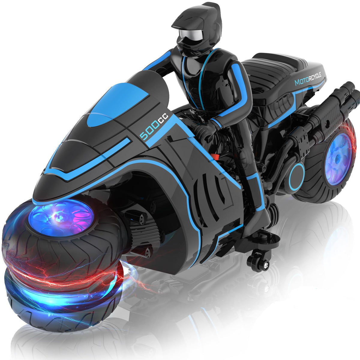 iappadore remote control motorcycle with glowing wheels for night play and imagination