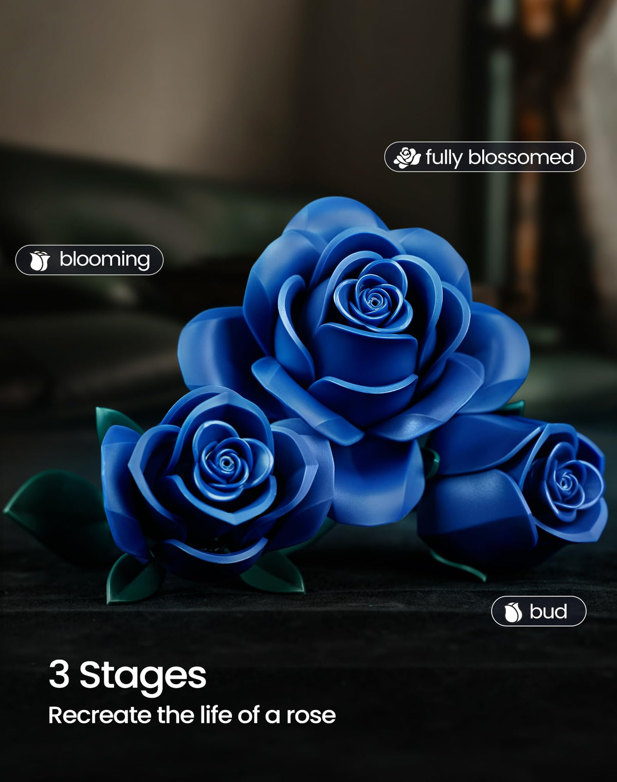 iATOM Blue Rose Bouquet bricks offer durable maintenance-free decor for long-term use