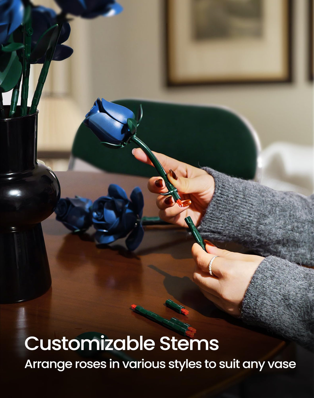 iATOM Blue Rose Bouquet safe plastic parts ensure smooth assembly and safety