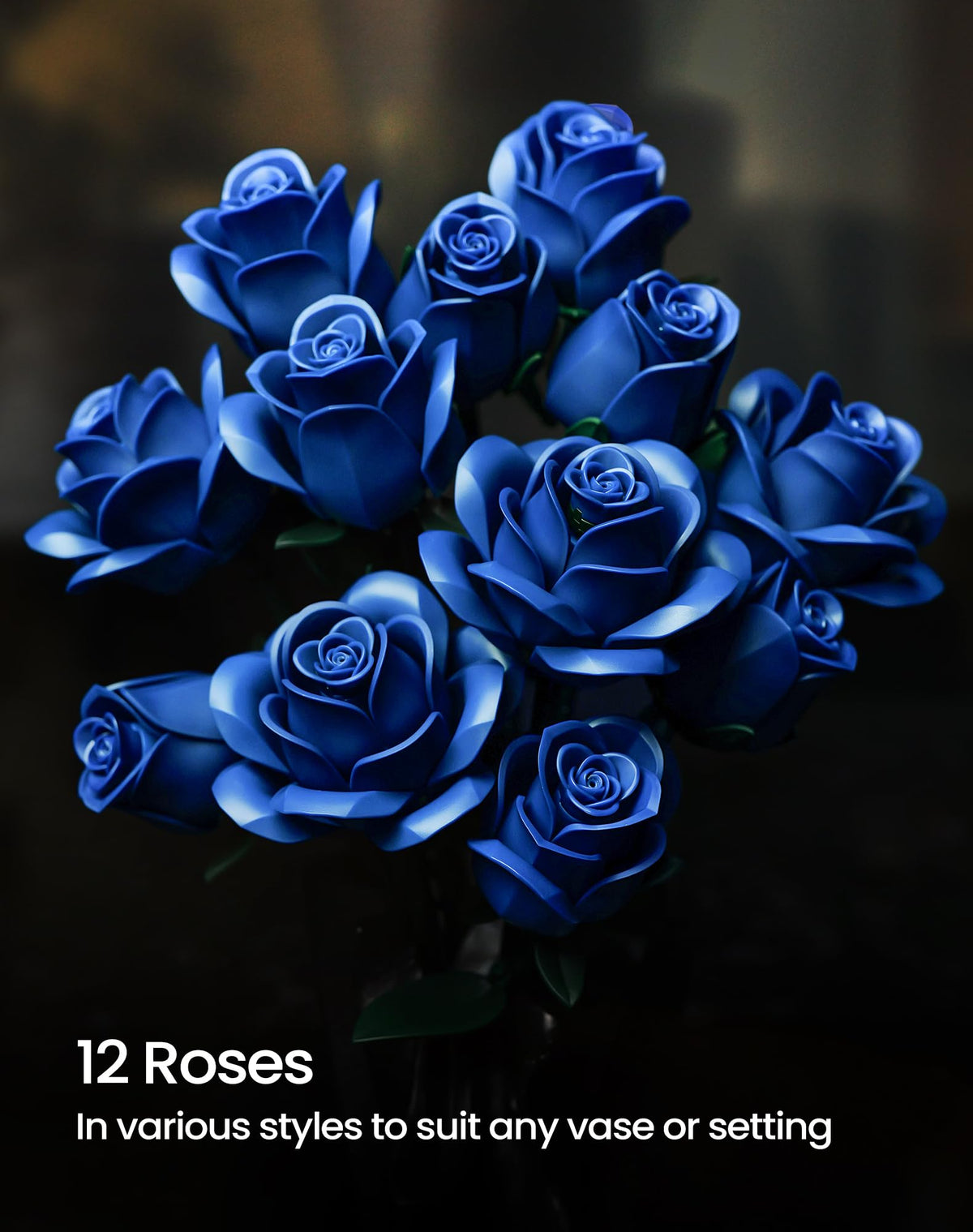iATOM Blue Rose Bouquet kit demonstrates swing petals for elegant decor