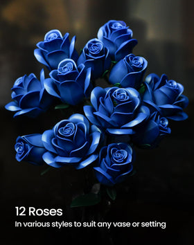 iATOM Blue Rose Bouquet kit demonstrates swing petals for elegant decor
