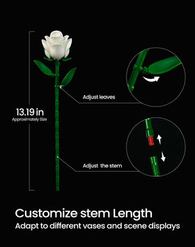 iATOM White Rose Bouquet Building Set die-casting core enables simple assembly.