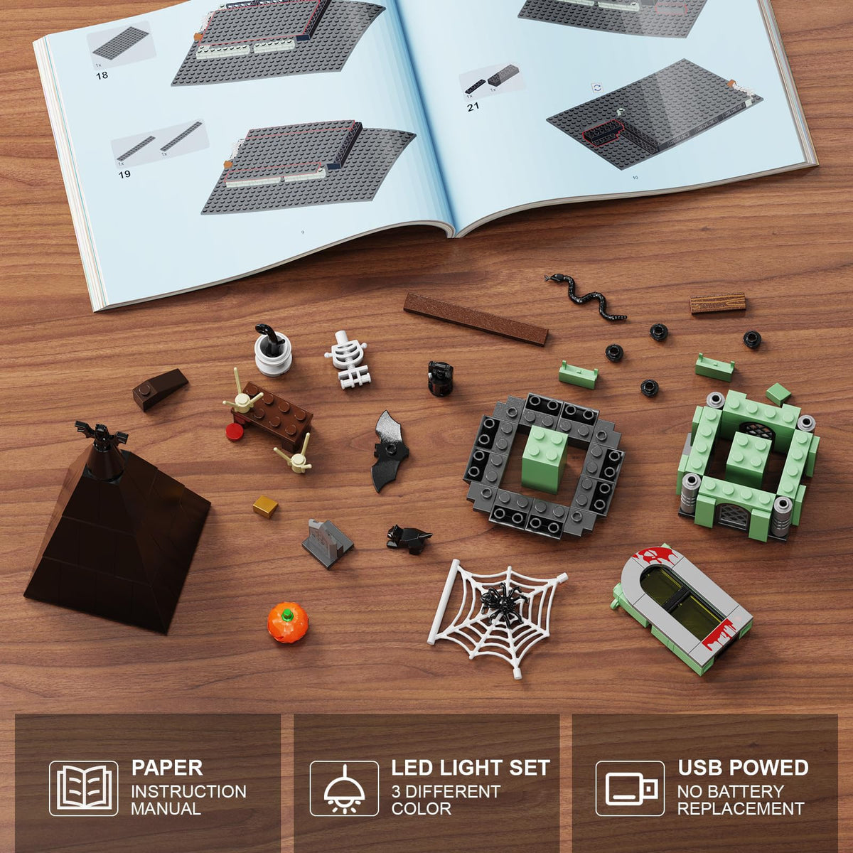 iATOM Haunted House Building Set supports collaborative building with family and friends.