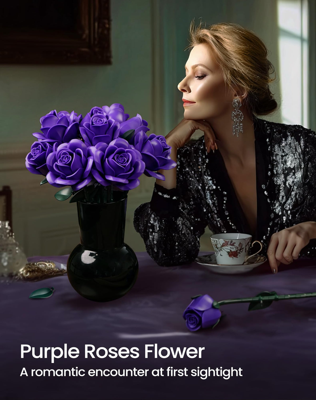 iATOM purple rose bouquet kit packaging highlights gift-ready presentation
