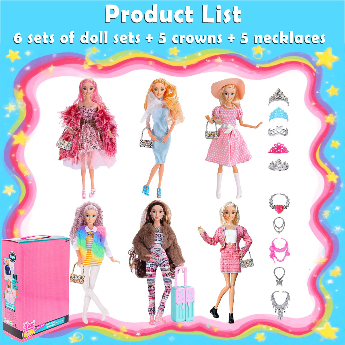 iBayda 11.5 inch dolls in outfits for mix and match dress up