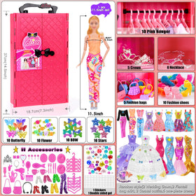 iBayda 11-5 inch doll closet interior with drawers for organized outfits