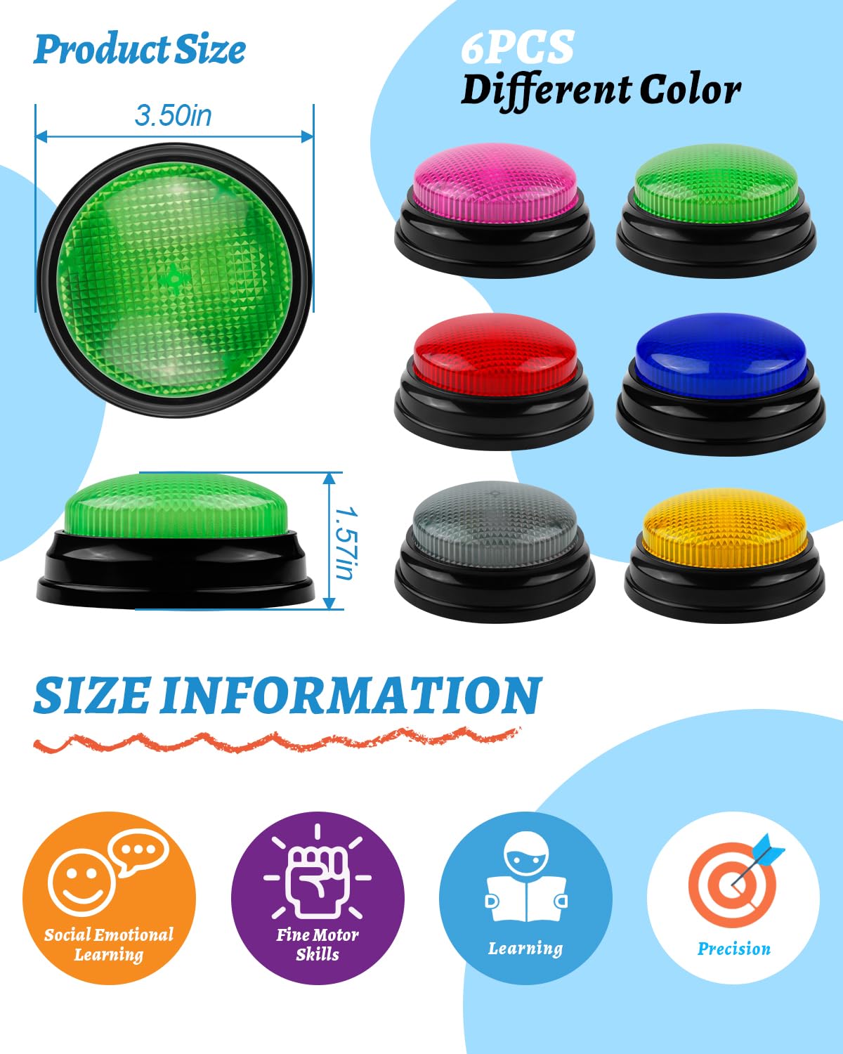 IBLESSU green buzzer close-up emphasizing durable plastic and reliability.