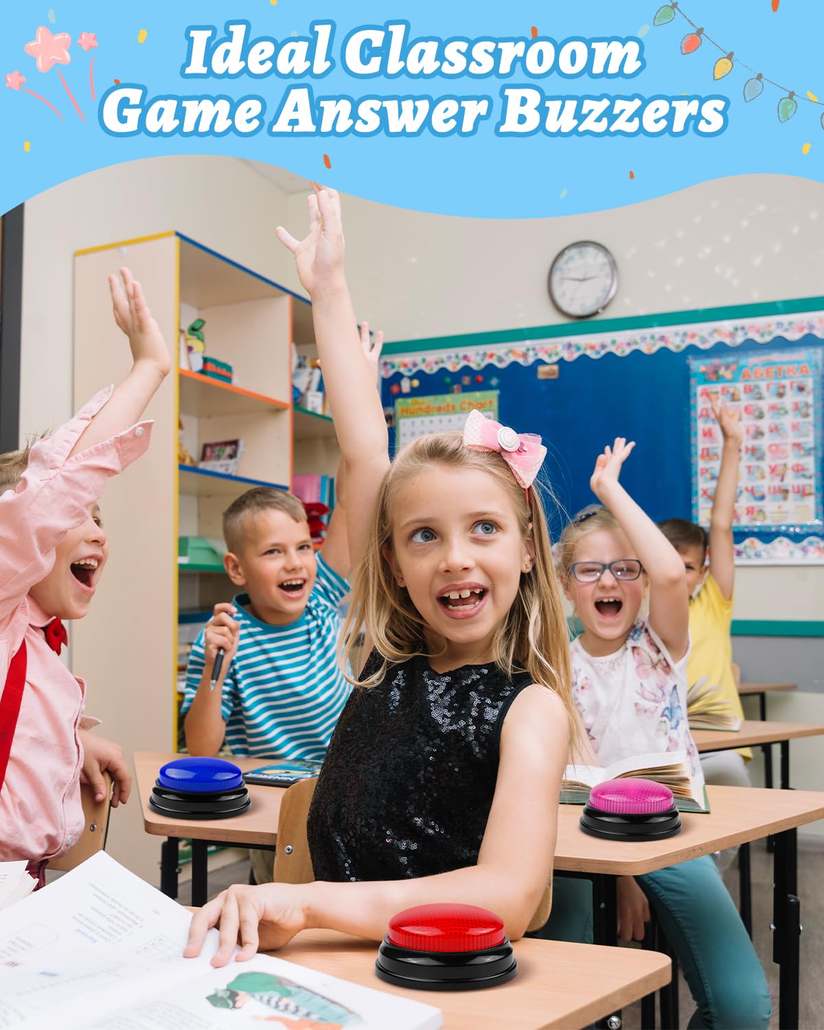 IBLESSU red buzzer close-up with distinctive sound cues.