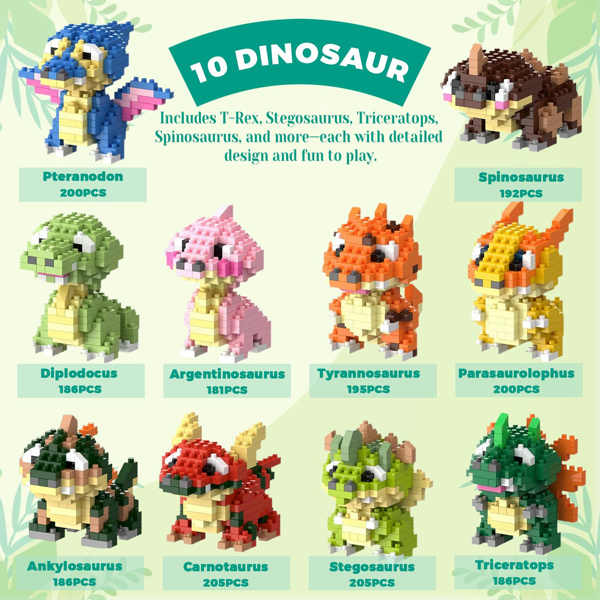 IBLOTIME micro-brick dinosaur collection as desk display