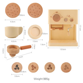 ibwaae kids coffee maker detailed view highlights wooden construction and safety