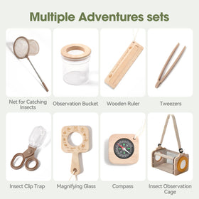 Ibwaae wooden bug catcher kit organizer ring keeps gear together for easy transport.