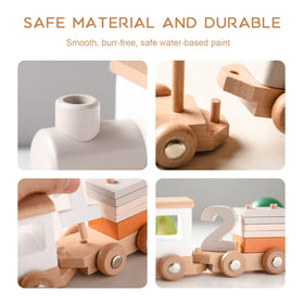 Buildable train parts from ibwaae set encourage creative assembly.