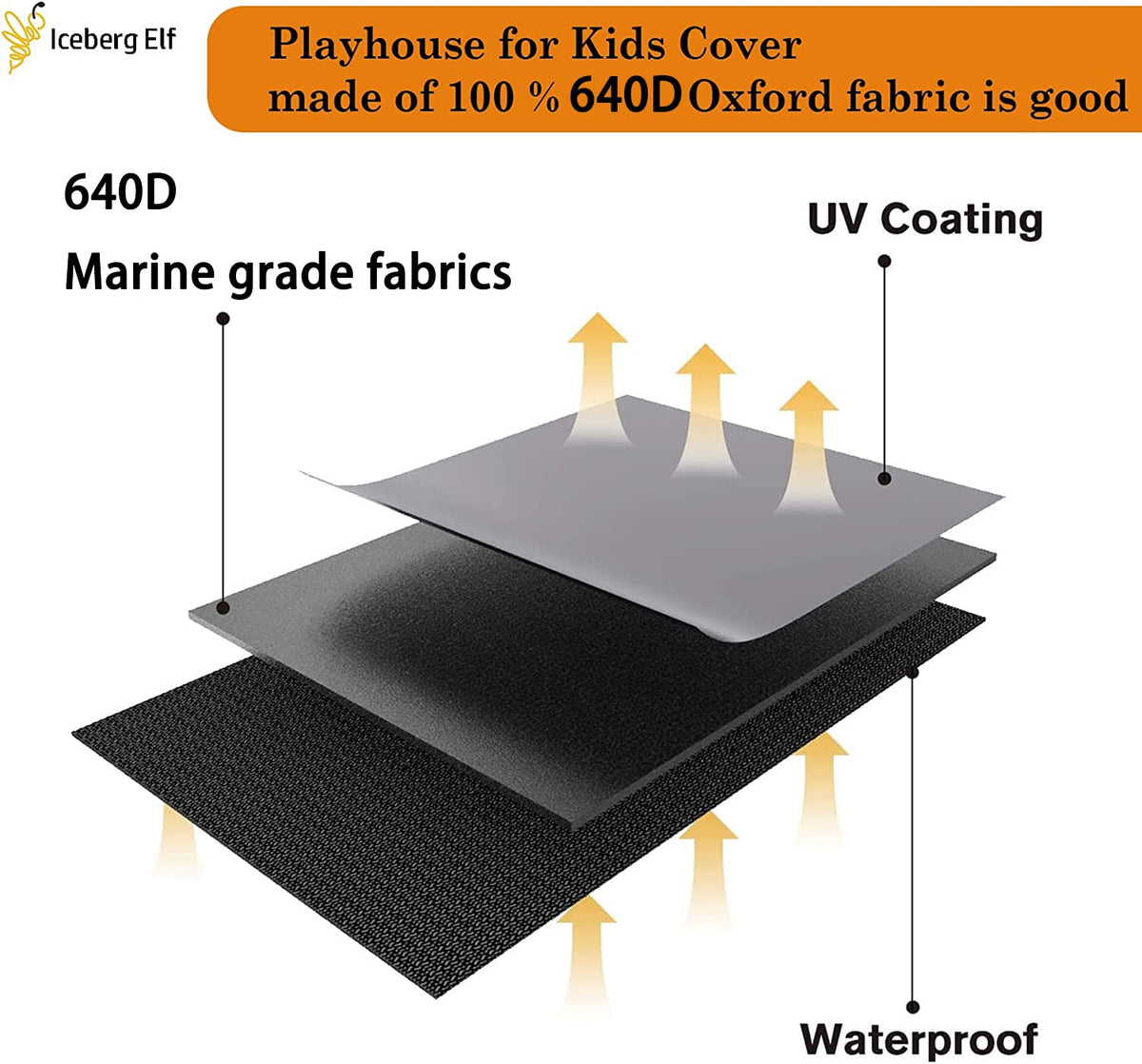 Iceberg Elf Playhouse Cover in black color for discreet outdoor protection.