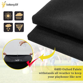 Iceberg Elf Playhouse Cover with double stitching reinforces durability for year-round use.