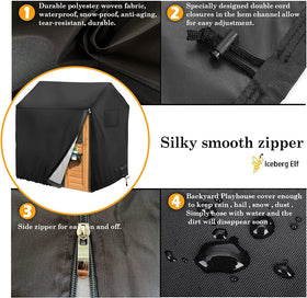Iceberg Elf cover shows drawstring bottom for a snug fit against wind