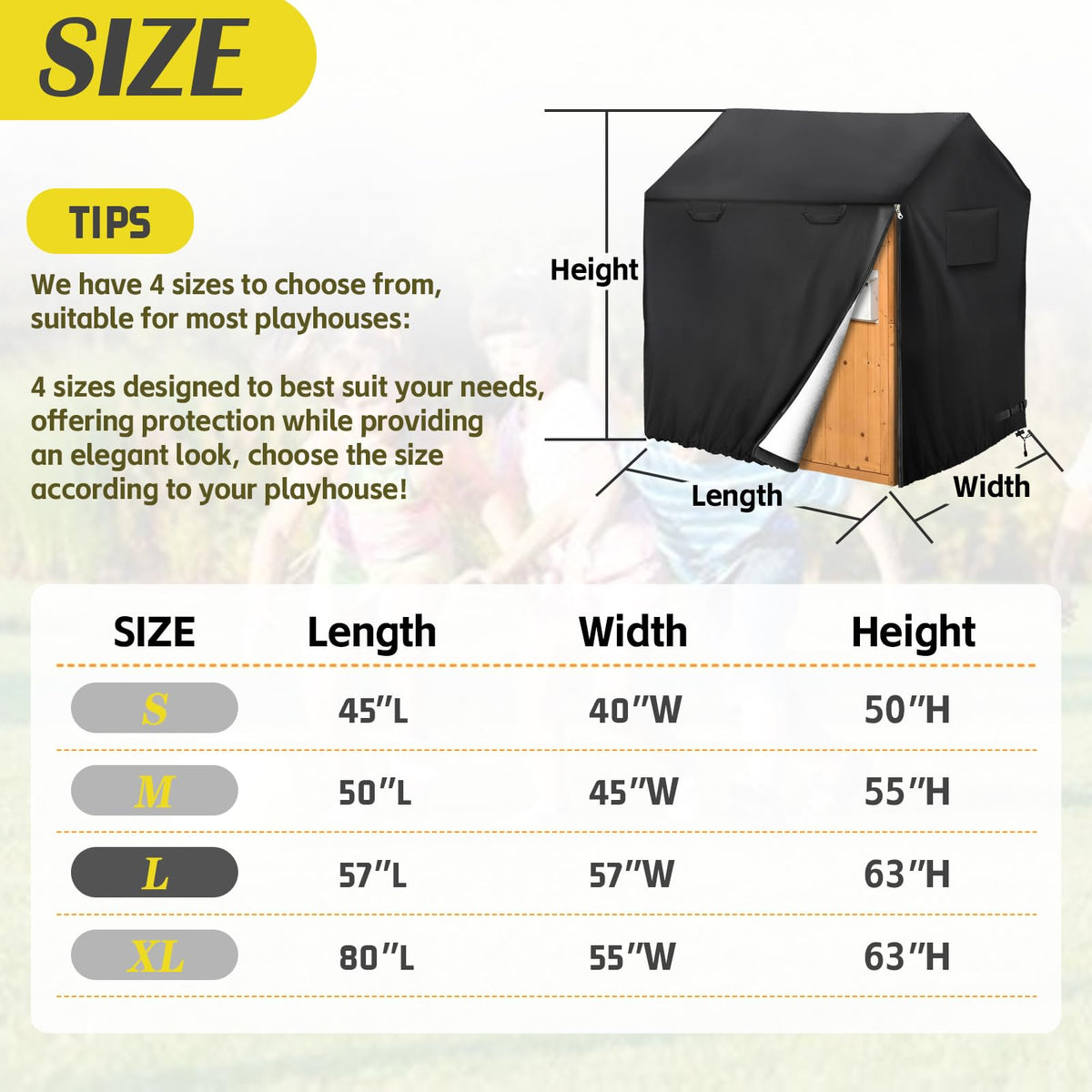 Iceberg Elf waterproof 640D cover protects playhouse from rain and dust