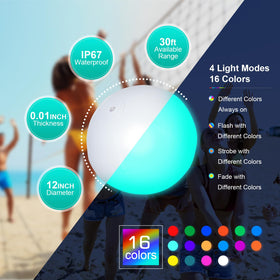 Icnice LED beach ball with remote 16 colors for color-changing pool lighting